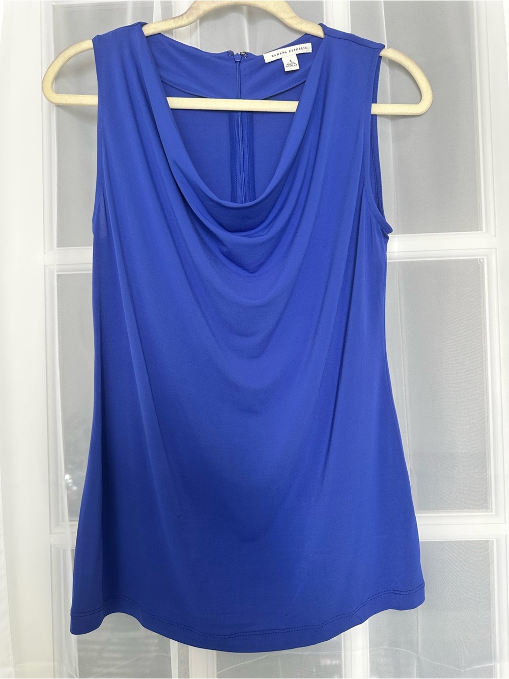 Banana Republic Cobalt Blue Draped Neck Sleeveless Blouse Women’s Small